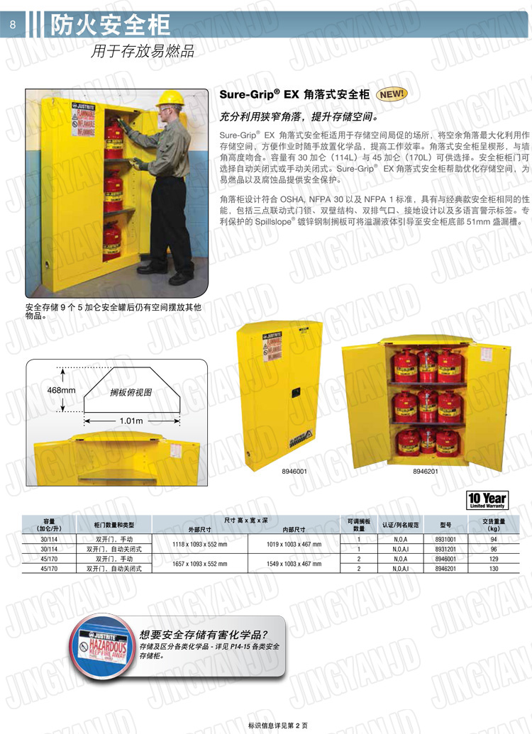 美國杰斯瑞特，防火安全柜，justrite防火柜，justrite安全柜，防爆柜justrite