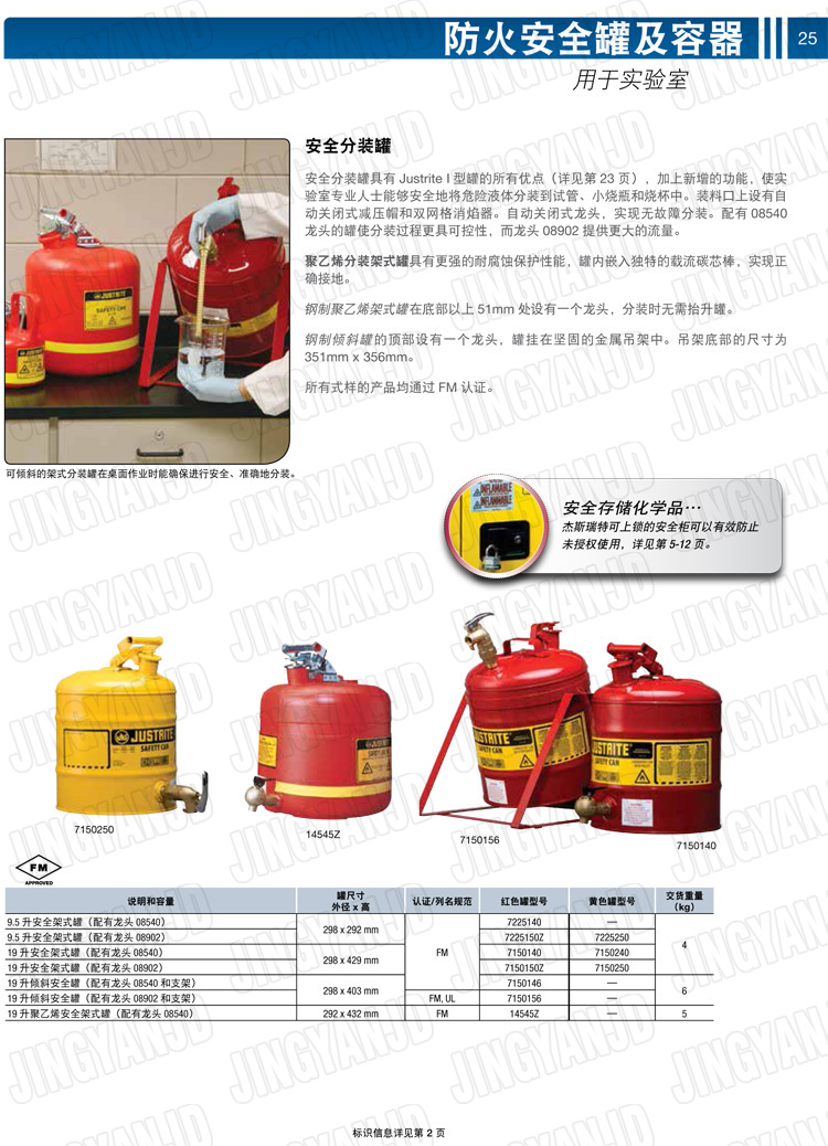 JUSTRITE，美國杰斯瑞特，justriteI型安全罐,柴油汽油存放罐，酒精松香水安全存儲(chǔ)罐，防火安全罐，防爆安全罐