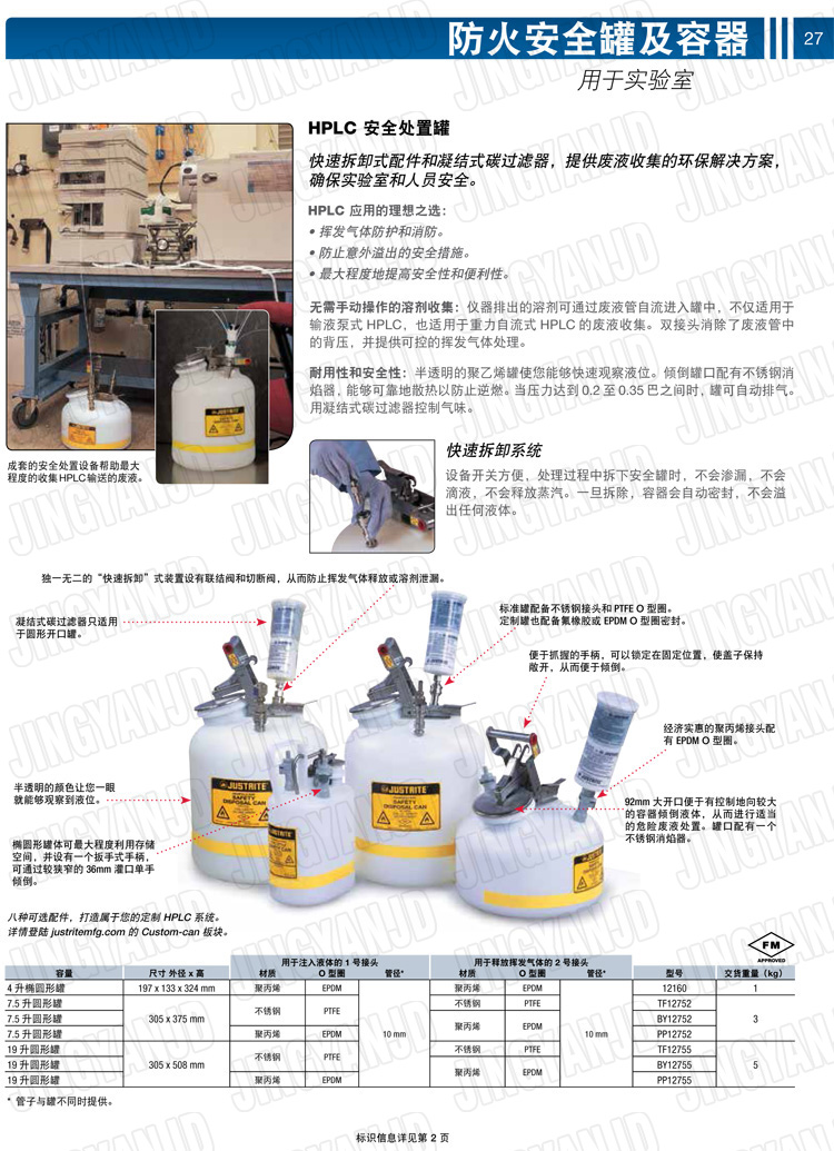 JUSTRITE，美國杰斯瑞特，justriteI型安全罐,柴油汽油存放罐，酒精松香水安全存儲(chǔ)罐，防火安全罐，防爆安全罐